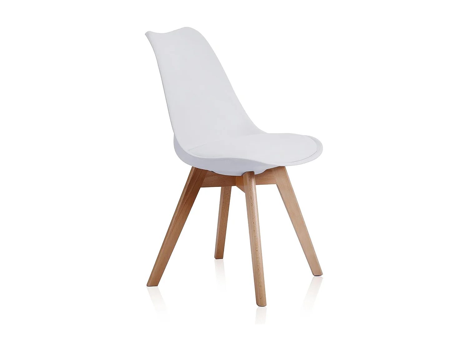 Pack de 4 Sillas para Comedor, Cocina o Salón – Simil Piel Blanca y Madera, Medidas: 48 cm x 45 cm x 84 cm.