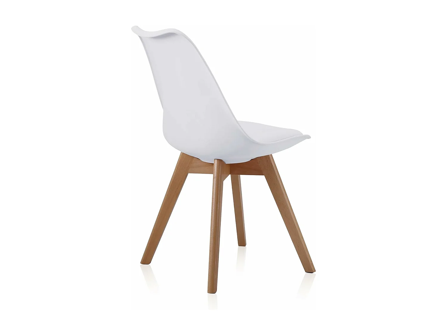 Pack de 4 Sillas para Comedor, Cocina o Salón – Simil Piel Blanca y Madera, Medidas: 48 cm x 45 cm x 84 cm.