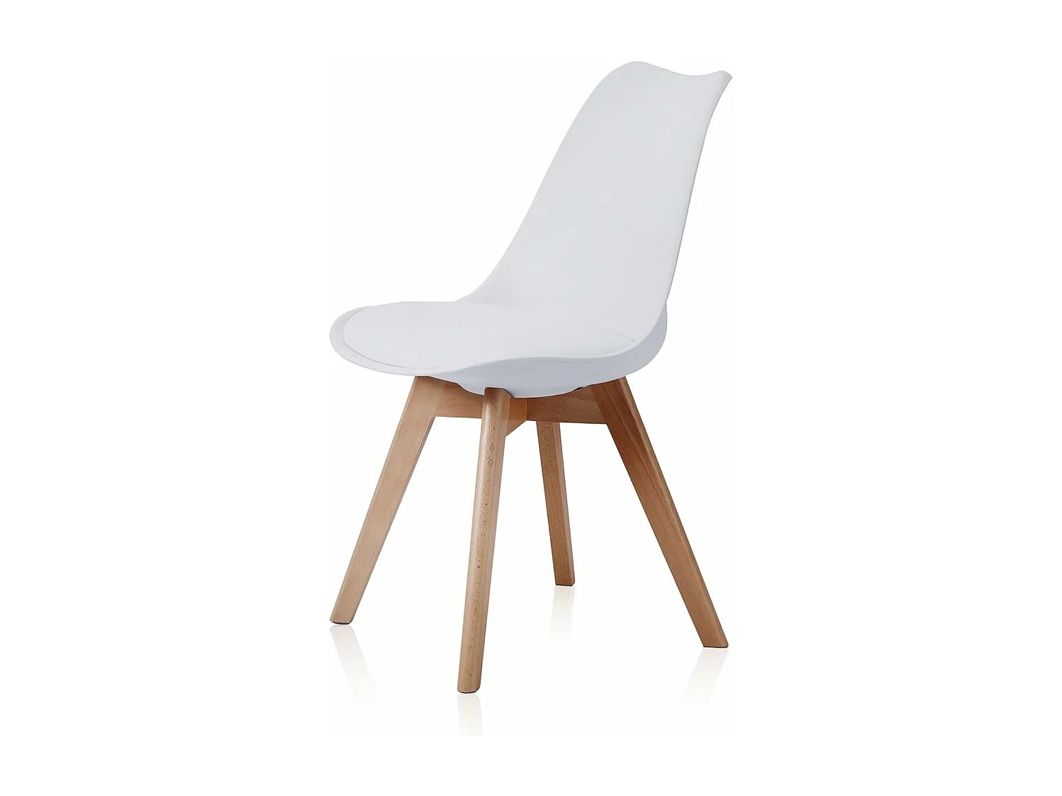 Pack de 4 Sillas para Comedor, Cocina o Salón – Simil Piel Blanca y Madera, Medidas: 48 cm x 45 cm x 84 cm.