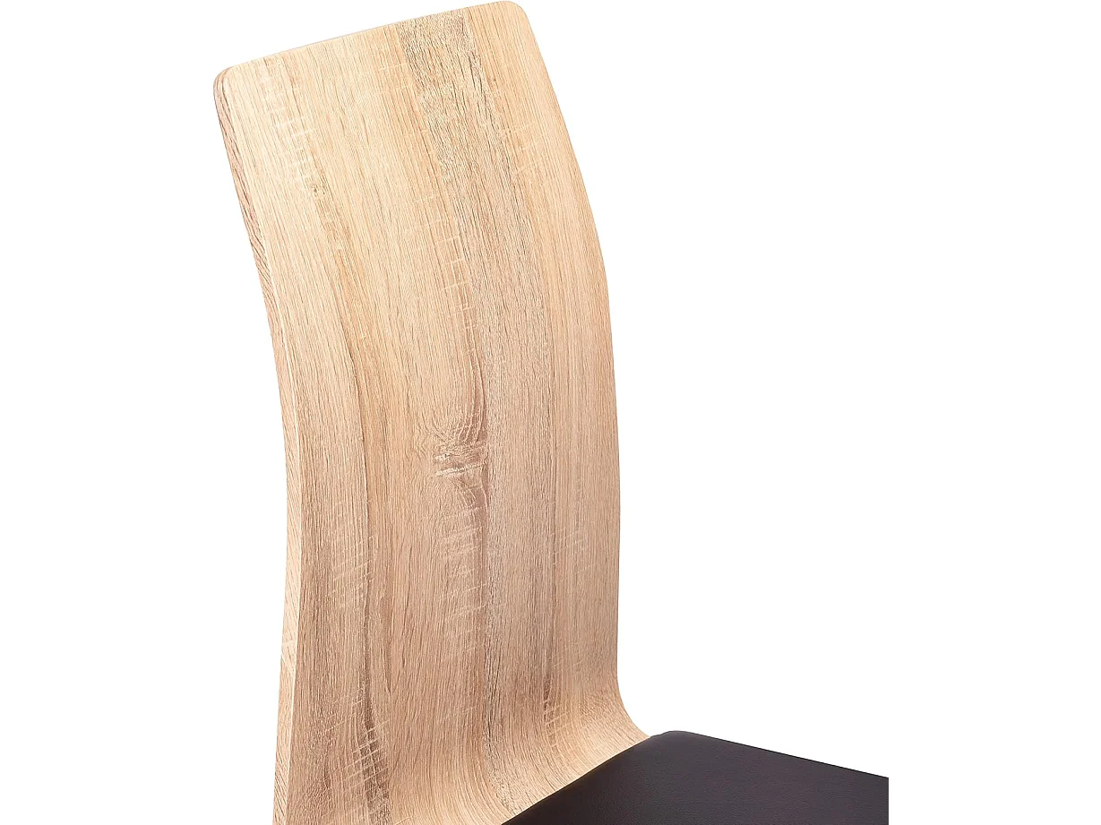 Pack 4 sillas de Comedor, Silla de salón o Cocina, Acabado en símil Piel Color Negro y Madera, Medidas: 44 cm (Ancho) x 57 cm (Largo) x 97 cm (Alto)