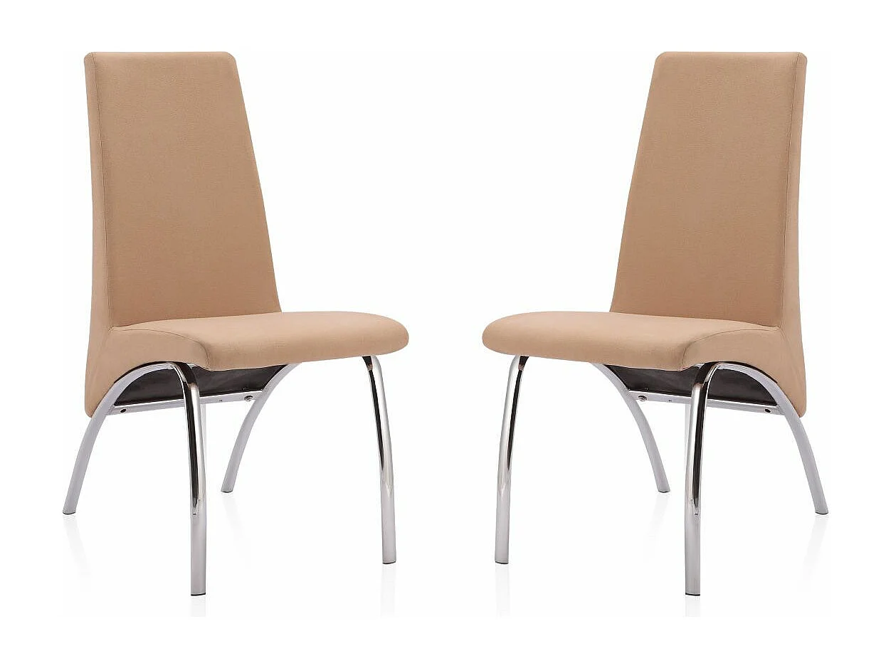 Pack 2 Sillas de Comedor, Sillas para Salón,  Acabado en Tejido Beige, Medidas: 44 cm (Ancho) x 61 cm (Largo) x 95 cm (Alto)