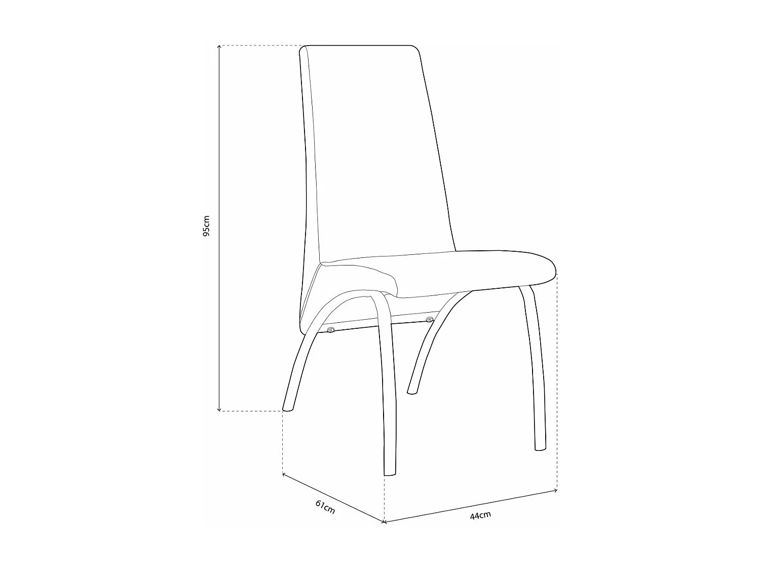 Pack 2 Sillas de Comedor, Sillas para Salón,  Acabado en Tejido Beige, Medidas: 44 cm (Ancho) x 61 cm (Largo) x 95 cm (Alto)