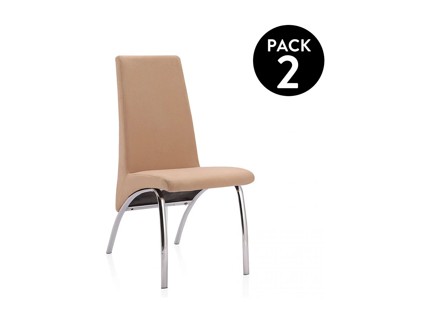 Pack 2 Sillas de Comedor, Sillas para Salón,  Acabado en Tejido Beige, Medidas: 44 cm (Ancho) x 61 cm (Largo) x 95 cm (Alto)