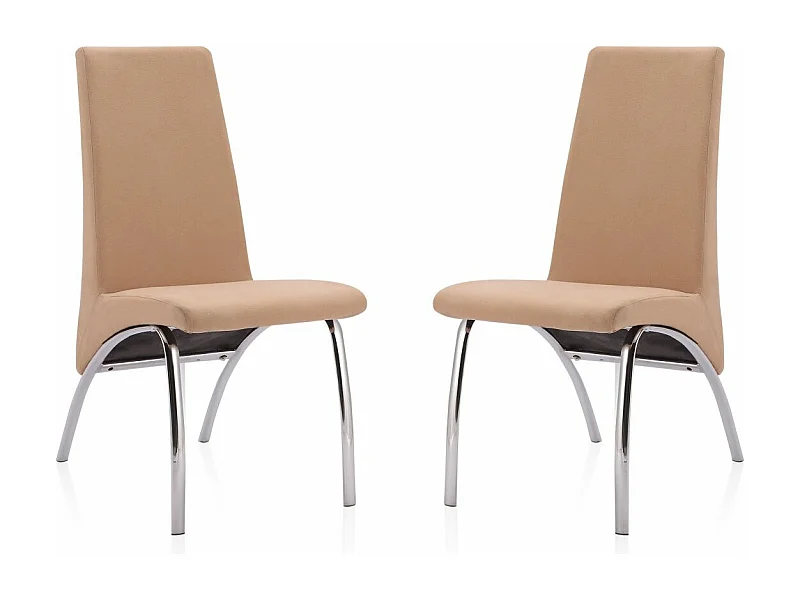 Pack 2 Sillas de Comedor, Sillas para Salón,  Acabado en Tejido Beige, Medidas: 44 cm (Ancho) x 61 cm (Largo) x 95 cm (Alto)