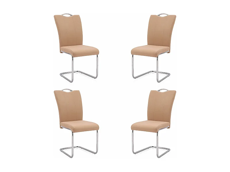 Pack de 4 Sillas Elegantes en Tejido Beige – Sillas para Comedor y Salón, Dimensiones: 44 x 61 x 98 cm.
