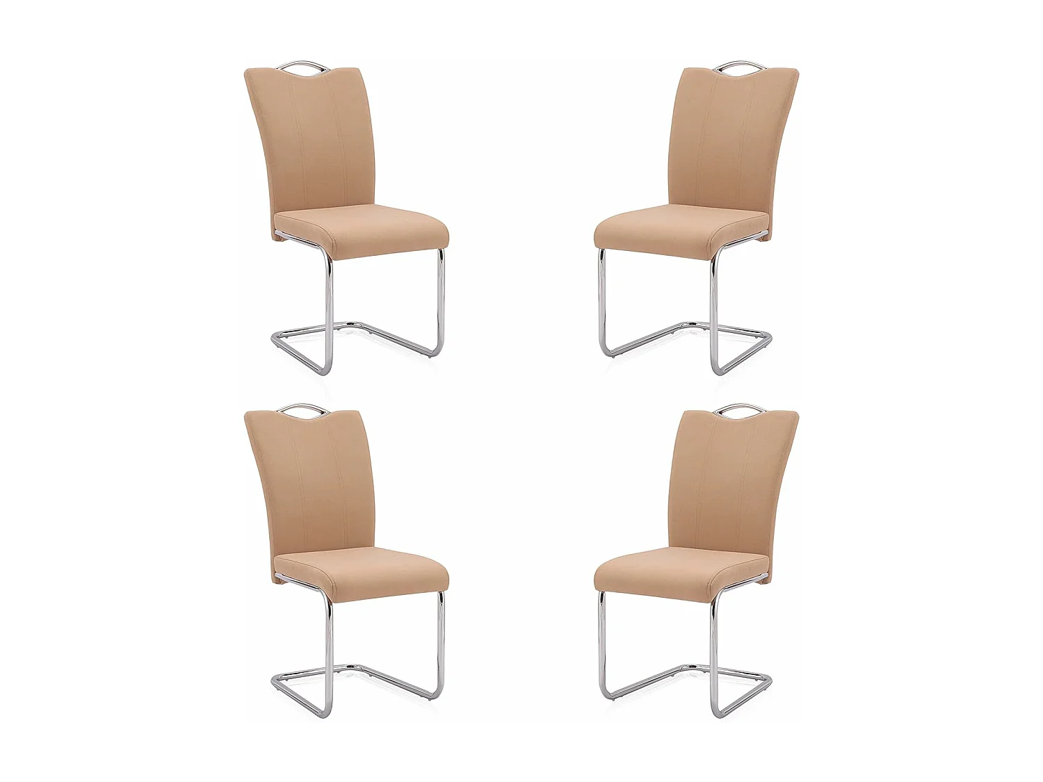 Pack de 4 Sillas Elegantes en Tejido Beige – Sillas para Comedor y Salón, Dimensiones: 44 x 61 x 98 cm.