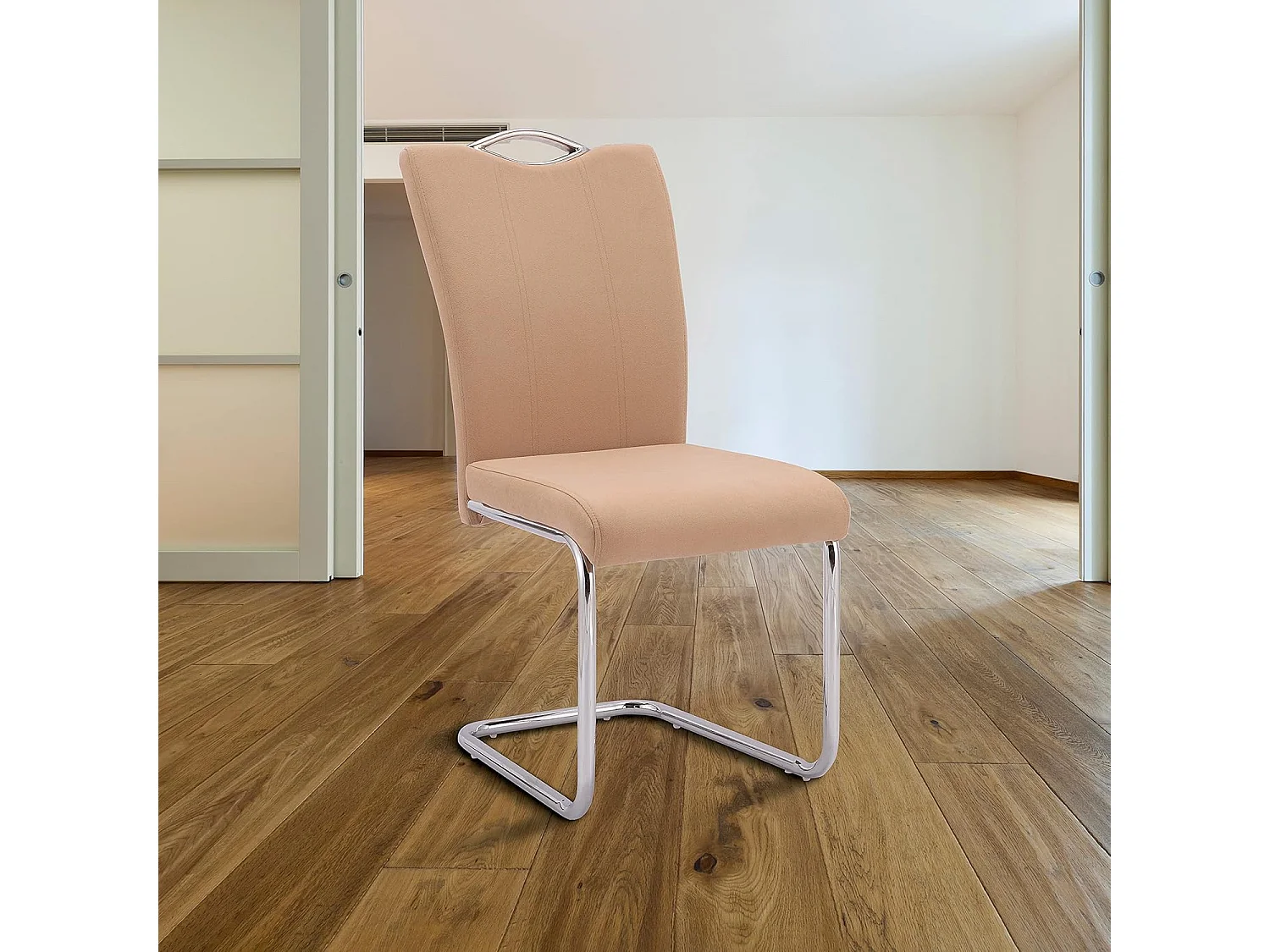 Pack de 4 Sillas Elegantes en Tejido Beige – Sillas para Comedor y Salón, Dimensiones: 44 x 61 x 98 cm.