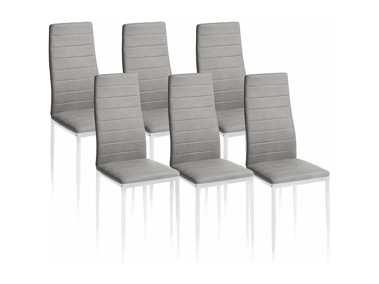 Pack de 6 Sillas Tapizadas para Comedor/Salón – Marengo y Patas Blancas en Aluminio, Dimensiones: 40 cm x 42 cm x 96 Cm