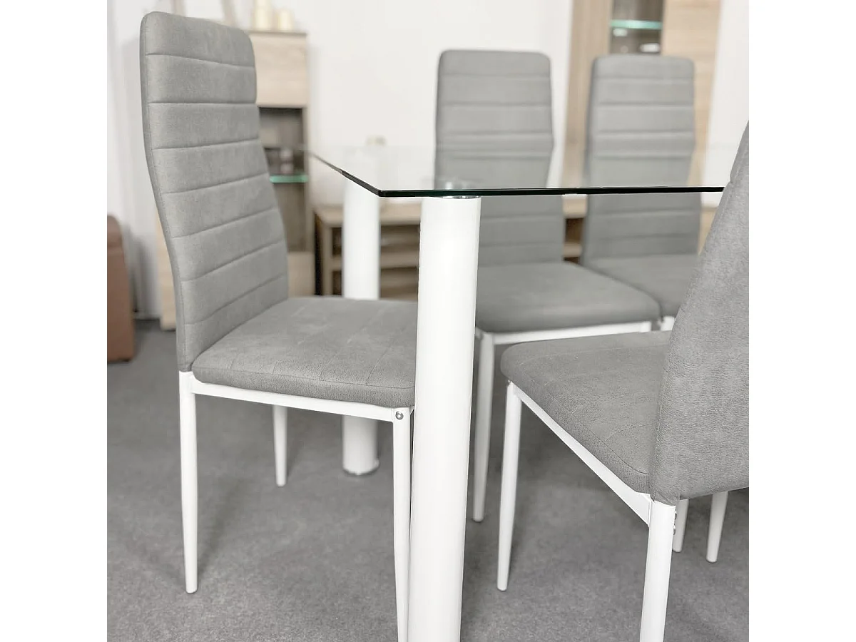 Pack de 6 Sillas Tapizadas para Comedor/Salón – Marengo y Patas Blancas en Aluminio, Dimensiones: 40 cm x 42 cm x 96 Cm