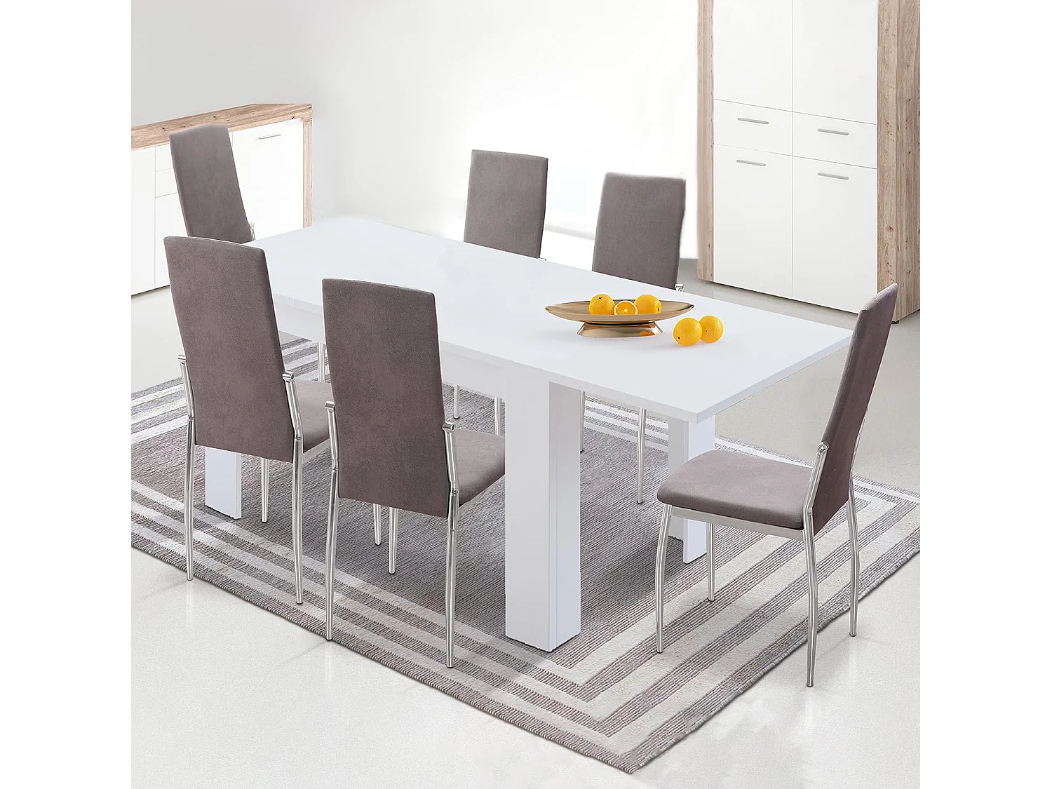 Pack de 6 Sillas Tapizadas para Salón y Comedor – Acabado Marengo en Aluminio, Medidas: 43 cm x 48 cm x 99,5 cm