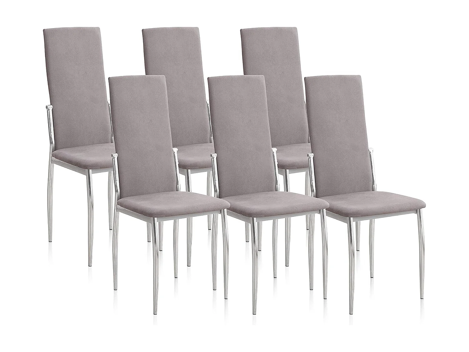 Pack de 6 Sillas Tapizadas para Salón y Comedor – Acabado Marengo en Aluminio, Medidas: 43 cm x 48 cm x 99,5 cm