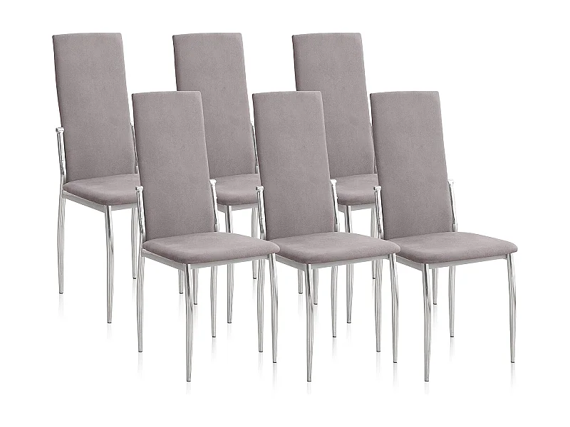 Pack de 6 Sillas Tapizadas para Salón y Comedor – Acabado Marengo en Aluminio, Medidas: 43 cm x 48 cm x 99,5 cm