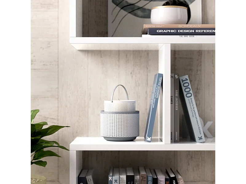 Meyvaser Librería Estantería Asimétrica baja de Madera Color Blanco 96,3x110x24,6 cm