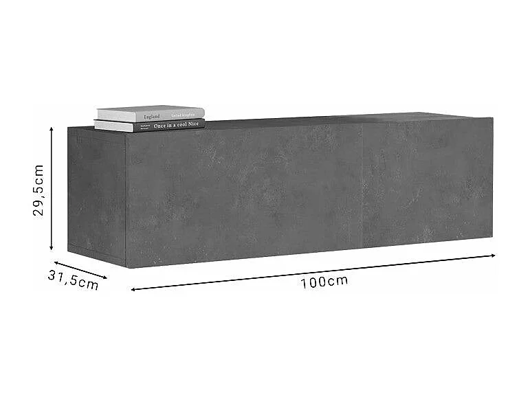 meuble tv serit antique gris foncé mélaminé 100x31,5x29,6 cm