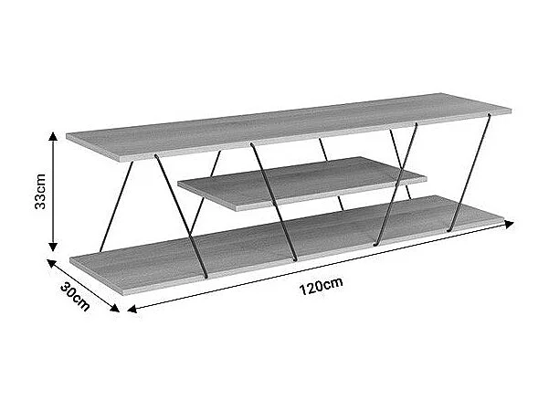 meuble tv tars chêne-noir 120x30x33 cm