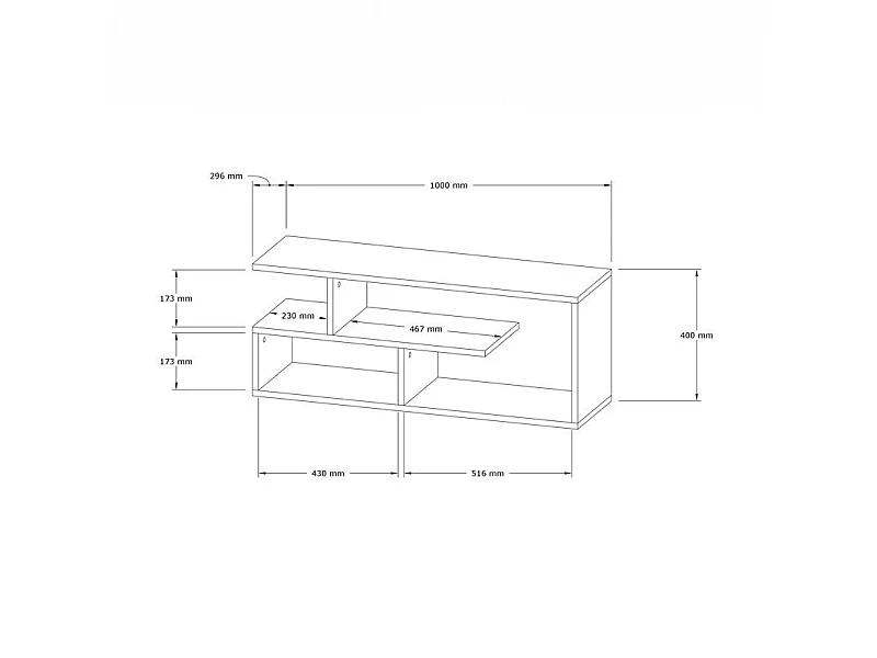 meuble tv waldo mélaminé noir-gris foncé 100x29,5x40 cm