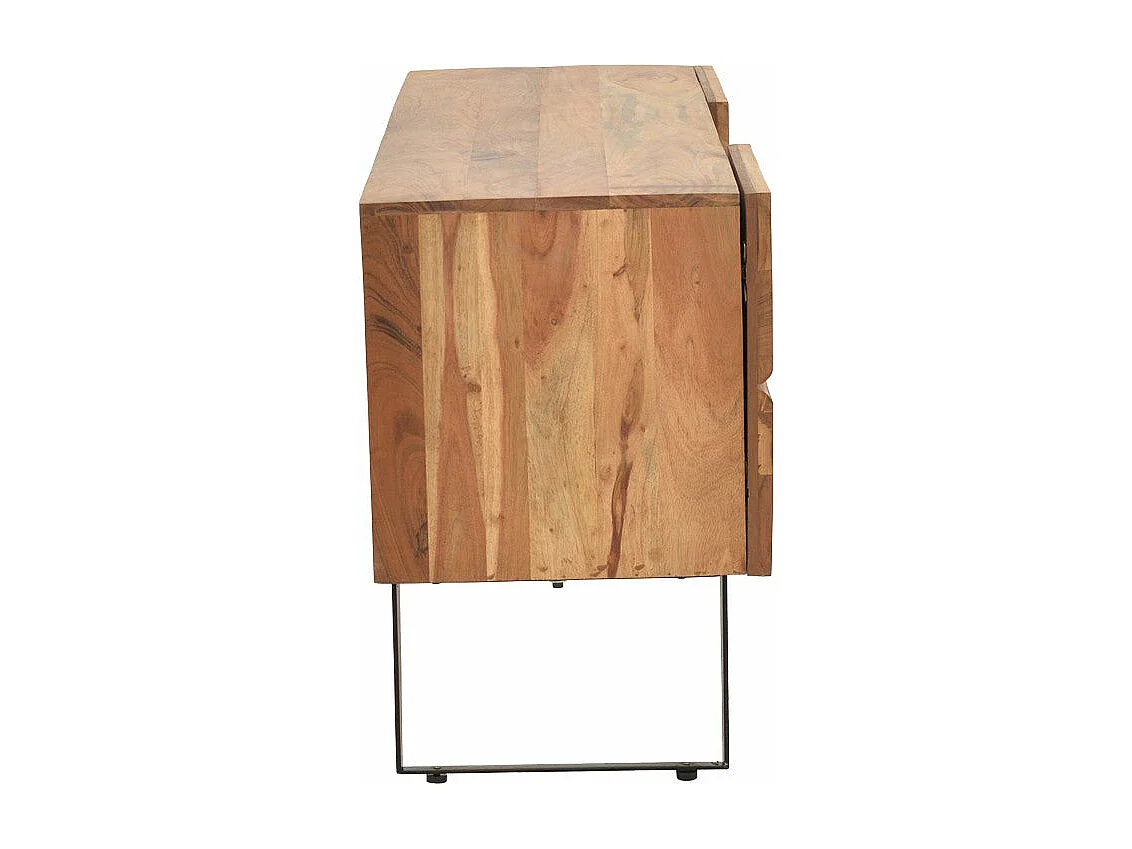 meuble tv dervie bois d'acacia massif naturel 130x43,5x66,5 cm