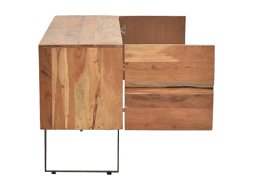 meuble tv dervie bois d'acacia massif naturel 130x43,5x66,5 cm