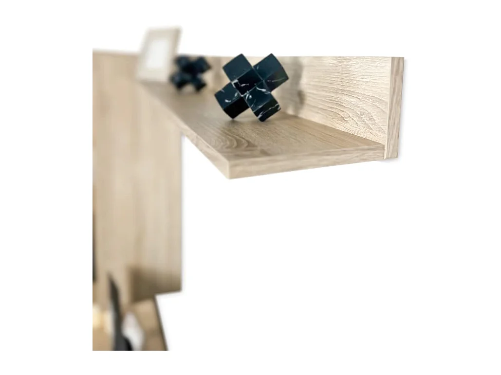 Meyvaser Mueble de salón y TV Moderno con Leds Color Cambria y Grafito Módulo de Comedor 259 Cm