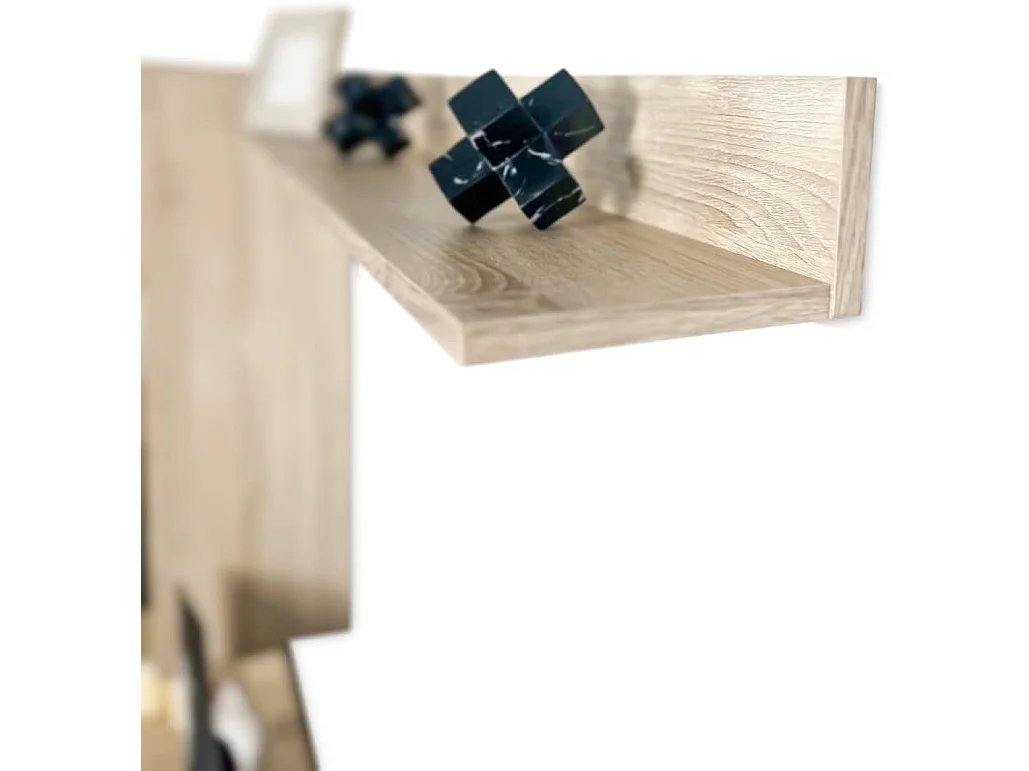 Meyvaser Mueble de salón y TV Moderno con Leds Color Cambria y Grafito Módulo de Comedor 259 Cm