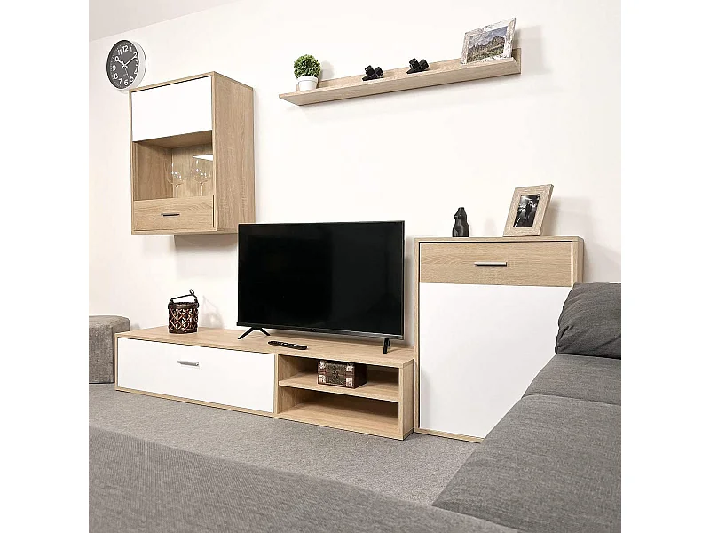 Meyvaser, Conjunto de muebles de salón 220 cm Color cambrian y blanco, muebles de salón.