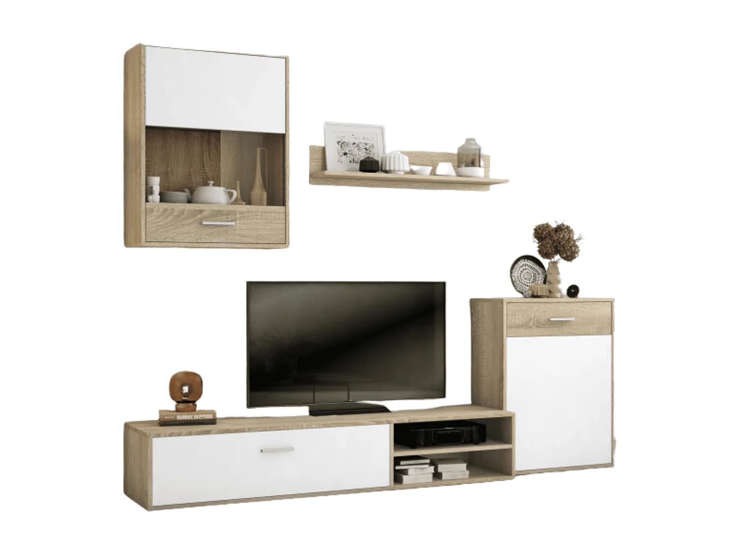 Meyvaser, Conjunto de muebles de salón 220 cm Color cambrian y blanco, muebles de salón.