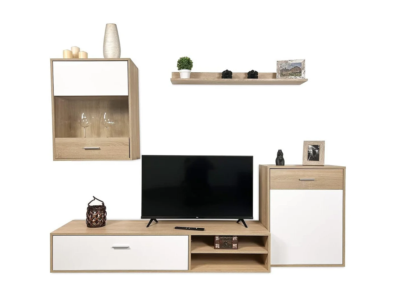 Meyvaser, Conjunto de muebles de salón 220 cm Color cambrian y blanco, muebles de salón.