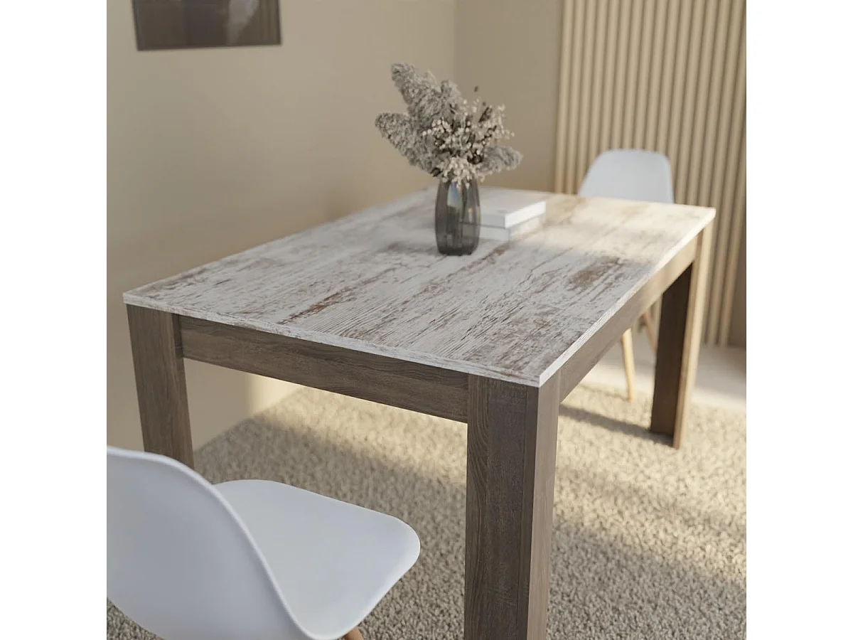 Mesa de Comedor, Mesa de Salón Fija, Robusta y Funcional, Color Trufa y Cañon, Medidas: 140 cm (Largo) x 80 cm (Ancho) x 75 cm (Alto) – Meyvaser