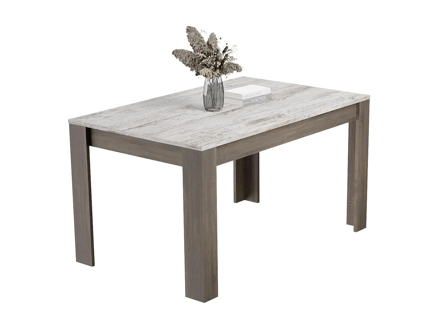 Mesa de Comedor, Mesa de Salón Fija, Robusta y Funcional, Color Trufa y Cañon, Medidas: 140 cm (Largo) x 80 cm (Ancho) x 75 cm (Alto) – Meyvaser