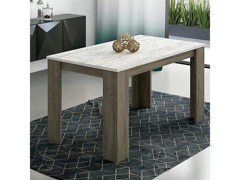 Mesa de Comedor, Mesa de Salón Fija, Robusta y Funcional, Color Trufa y Cañon, Medidas: 140 cm (Largo) x 80 cm (Ancho) x 75 cm (Alto) – Meyvaser