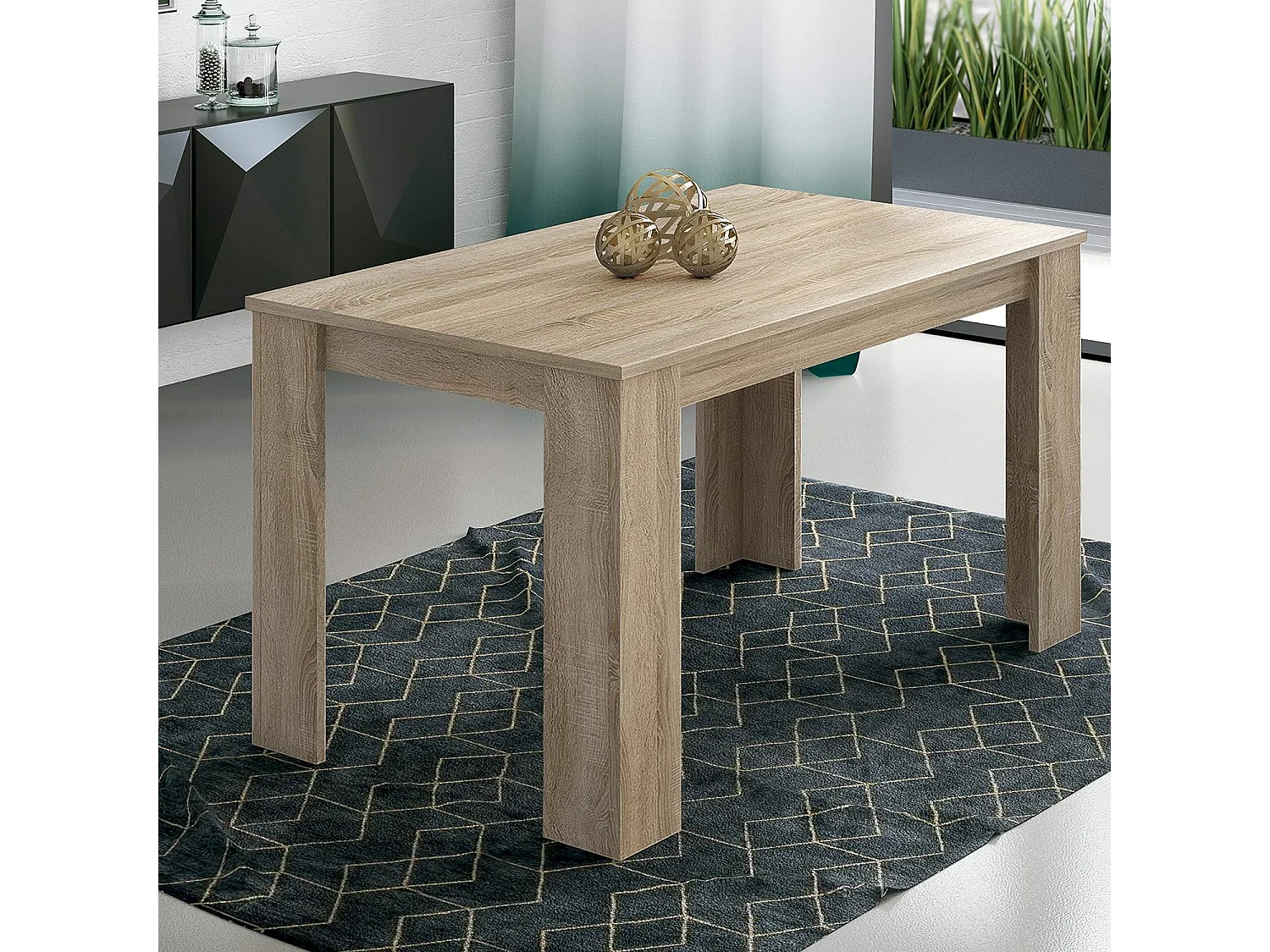 Mesa de Comedor, Mesa de Salón Fija, Robusta y Funcional, Color Cambria, Medidas: 140 cm (Largo) x 80 cm (Ancho) x 75 cm (Alto) – Meyvaser