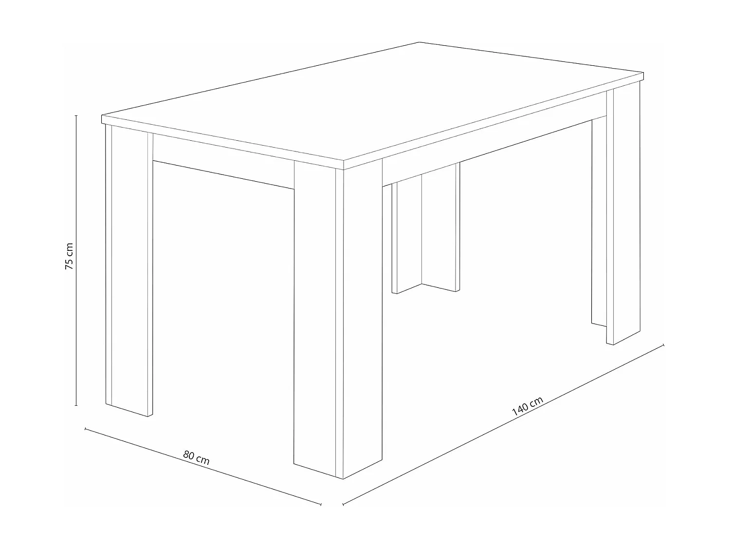 Mesa de Comedor, Mesa de Salón Fija, Robusta y Funcional, Color Cambria, Medidas: 140 cm (Largo) x 80 cm (Ancho) x 75 cm (Alto) – Meyvaser