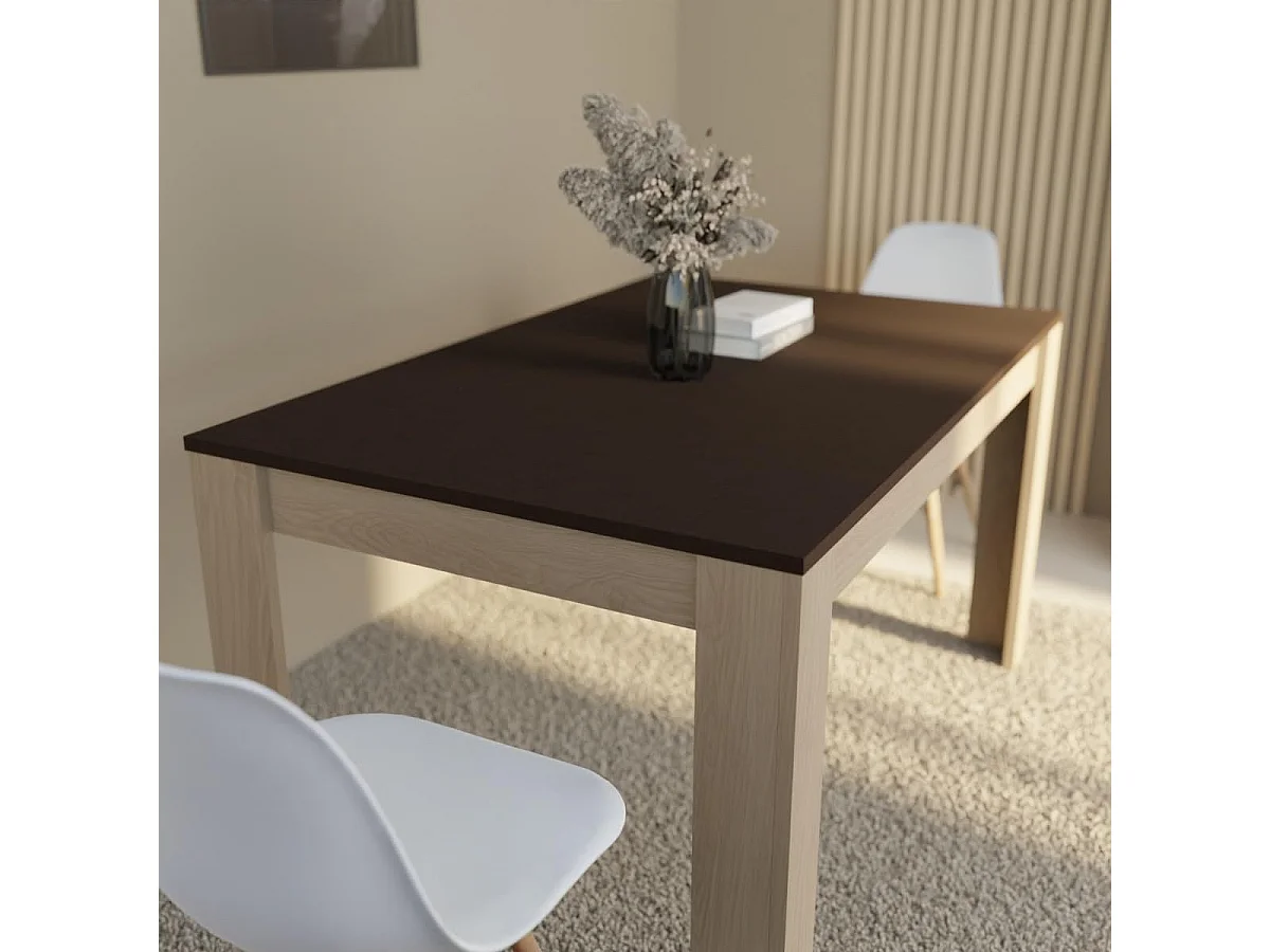 Mesa de Comedor, Mesa de Salón Fija, Robusta y Funcional, Color Roble - Grafito, Medidas: 140 cm (Largo) x 80 cm (Ancho) x 75 cm (Alto) – Meyvaser