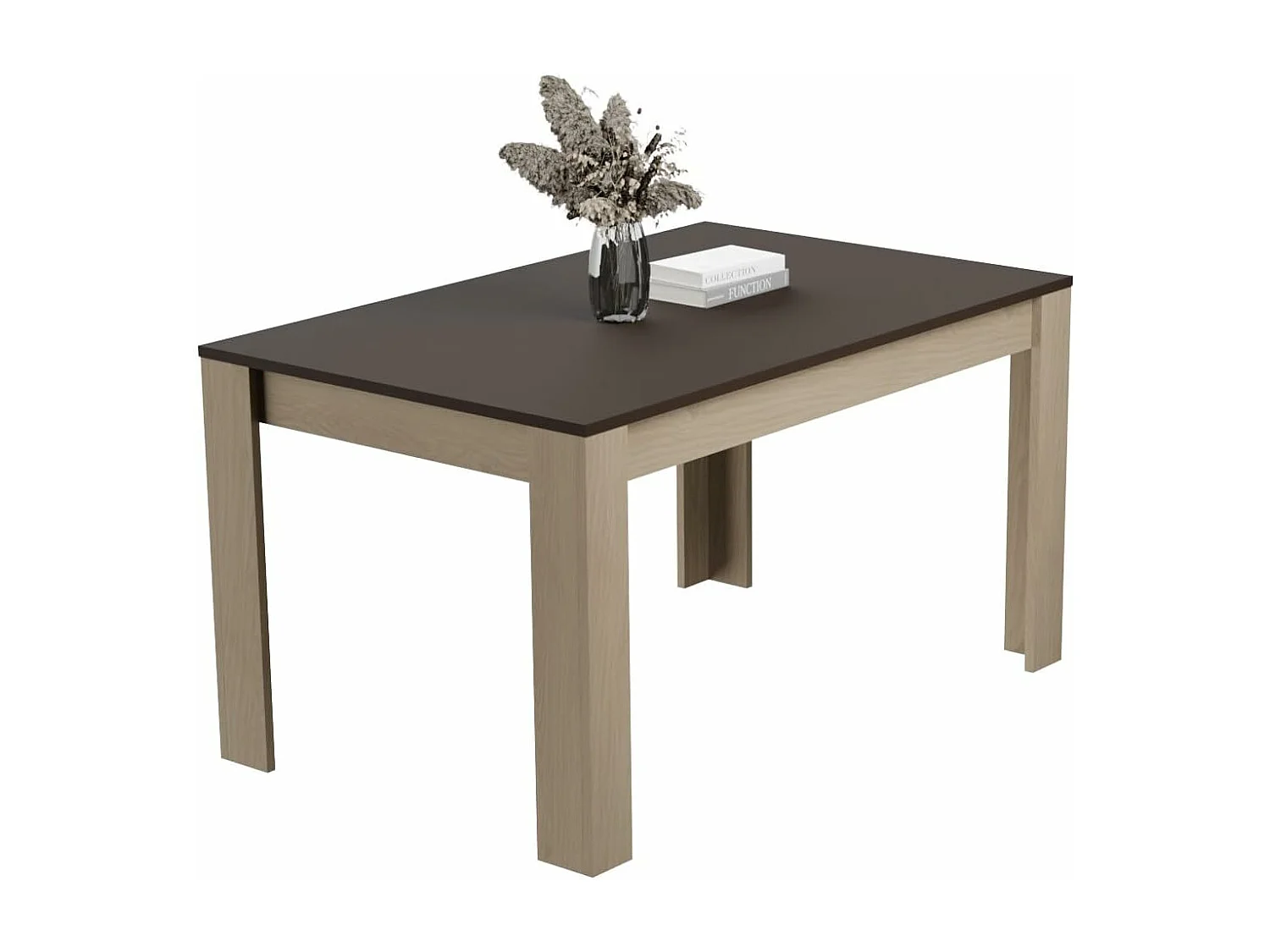 Mesa de Comedor, Mesa de Salón Fija, Robusta y Funcional, Color Roble - Grafito, Medidas: 140 cm (Largo) x 80 cm (Ancho) x 75 cm (Alto) – Meyvaser