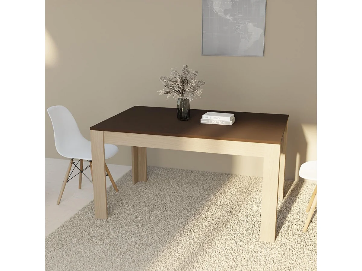 Mesa de Comedor, Mesa de Salón Fija, Robusta y Funcional, Color Roble - Grafito, Medidas: 140 cm (Largo) x 80 cm (Ancho) x 75 cm (Alto) – Meyvaser