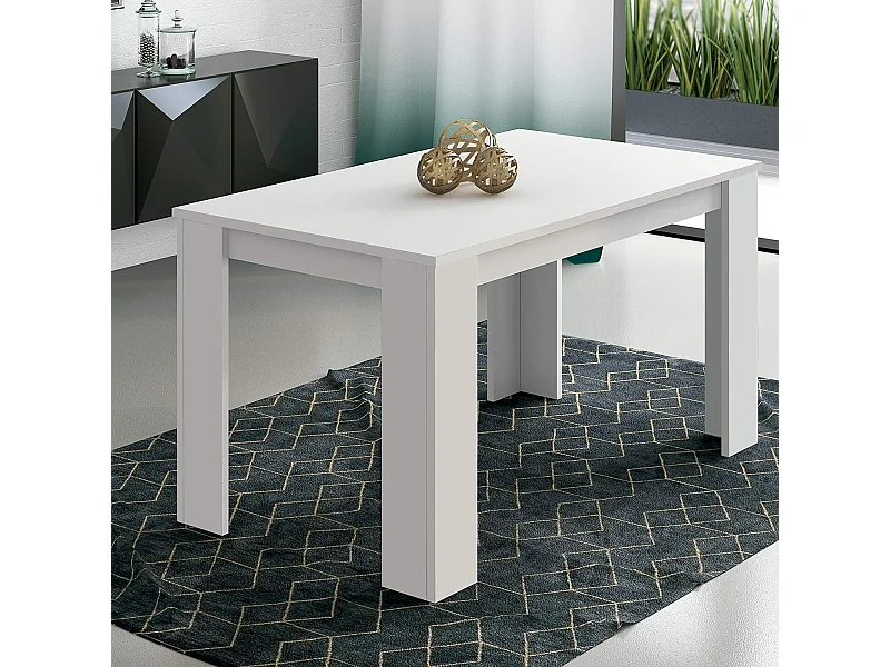 Mesa de Comedor, Mesa de Salón Fija, Robusta y Funcional, Color Andersen Blanco, Medidas: 140 cm (Largo) x 80 cm (Ancho) x 75 cm (Alto) – Meyvaser