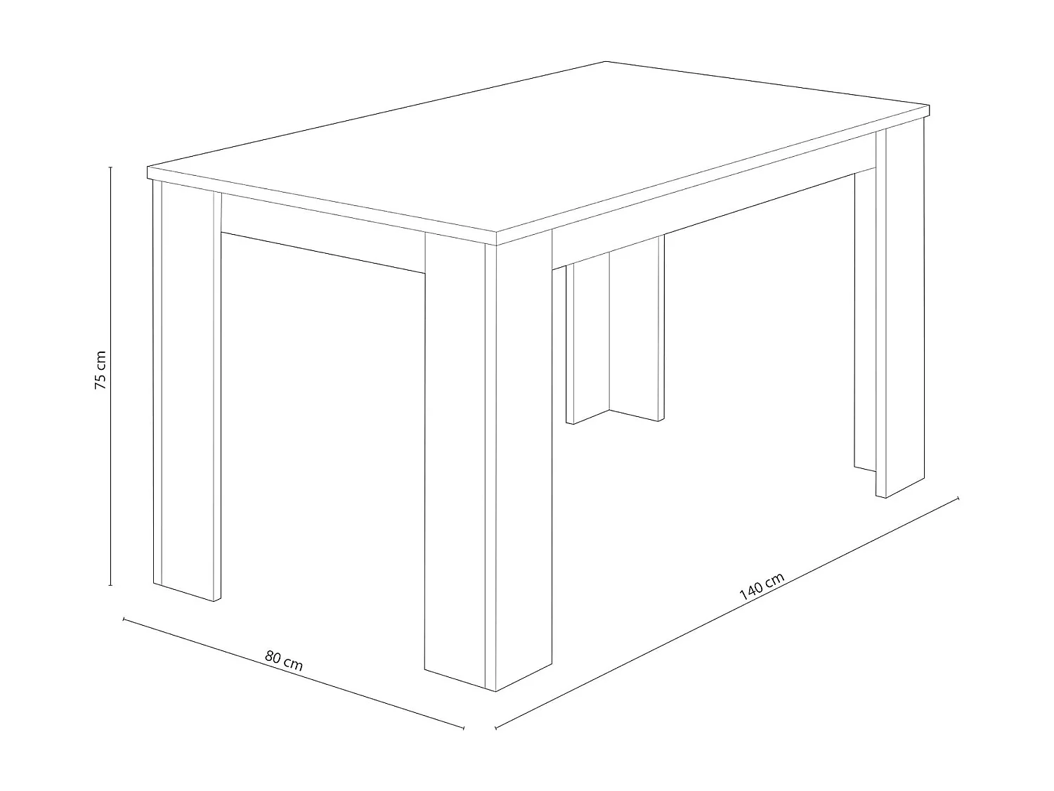 Mesa de Comedor, Mesa de Salón Fija, Robusta y Funcional, Color Andersen Blanco, Medidas: 140 cm (Largo) x 80 cm (Ancho) x 75 cm (Alto) – Meyvaser