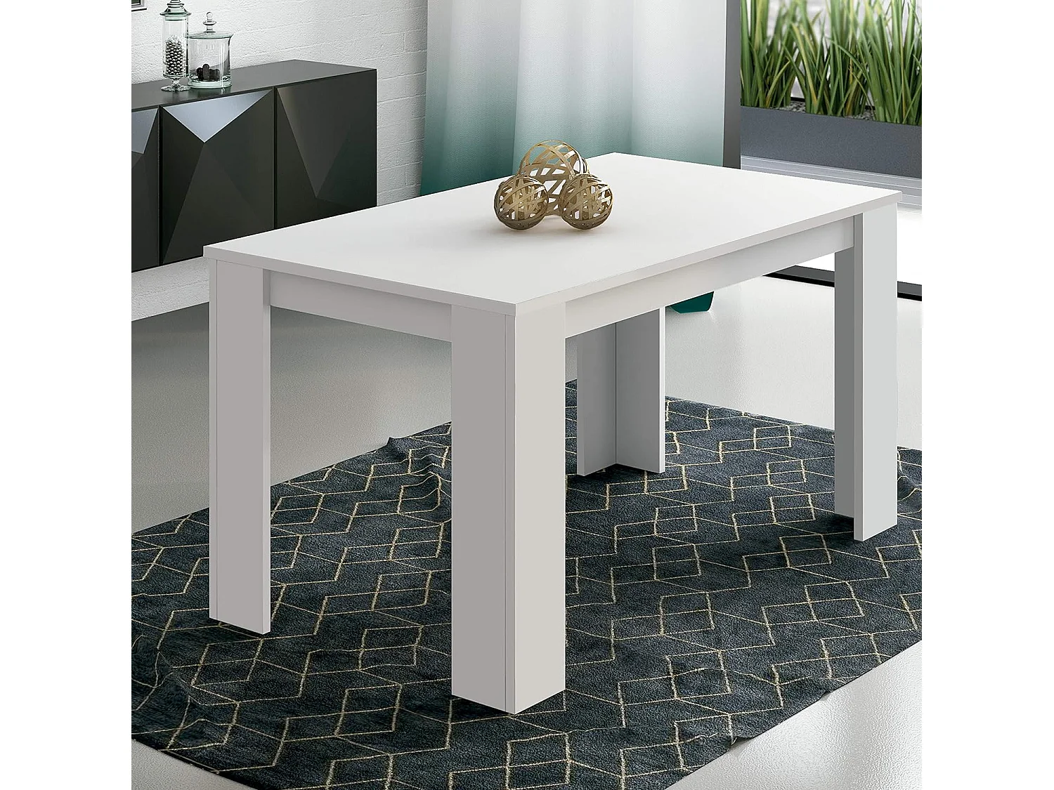 Mesa de Comedor, Mesa de Salón Fija, Robusta y Funcional, Color Andersen Blanco, Medidas: 140 cm (Largo) x 80 cm (Ancho) x 75 cm (Alto) – Meyvaser