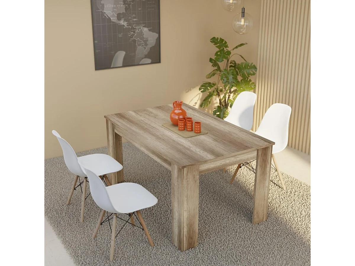 Mesa de Comedor Extensible, Mesa Salón, Robusta y Funcional, Madera, Color Cañón, 138-198 cm (Largo) x 88 cm (Ancho) x 76 cm (Alto) - Meyvaser