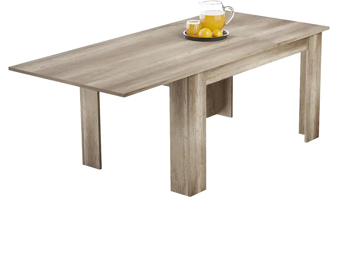 Mesa de Comedor Extensible, Mesa Salón, Robusta y Funcional, Madera, Color Cañón, 138-198 cm (Largo) x 88 cm (Ancho) x 76 cm (Alto) - Meyvaser