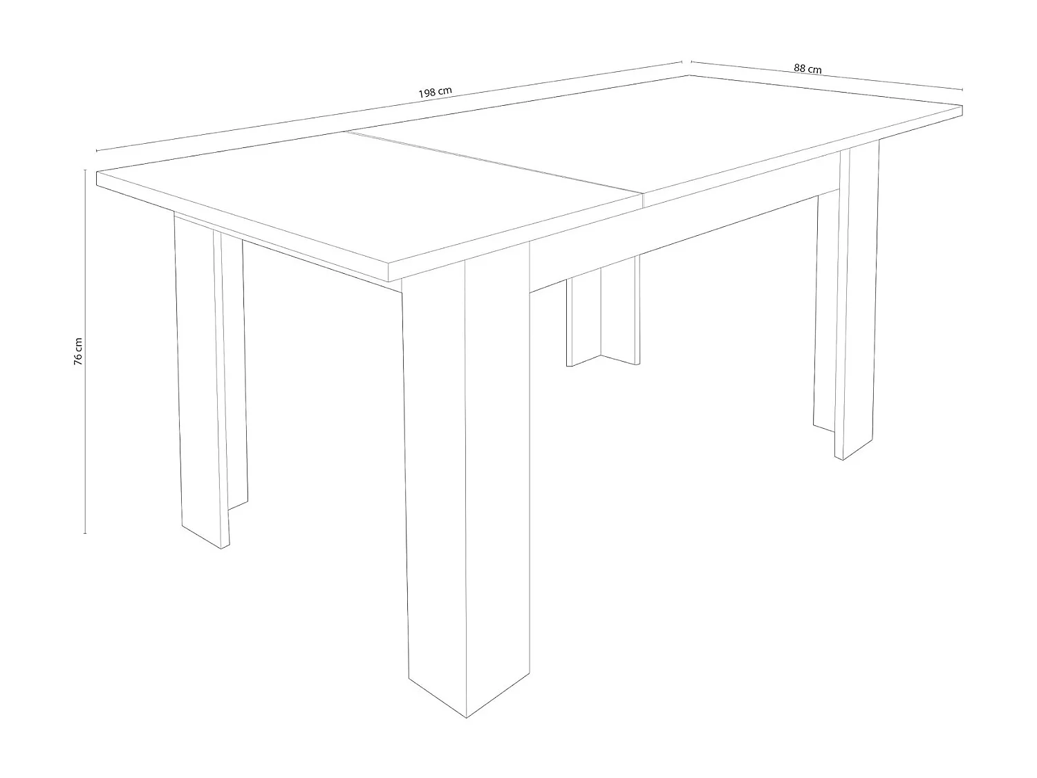 Mesa de Comedor Extensible, Mesa Salón, Robusta y Funcional, Madera, Color Cañón, 138-198 cm (Largo) x 88 cm (Ancho) x 76 cm (Alto) - Meyvaser