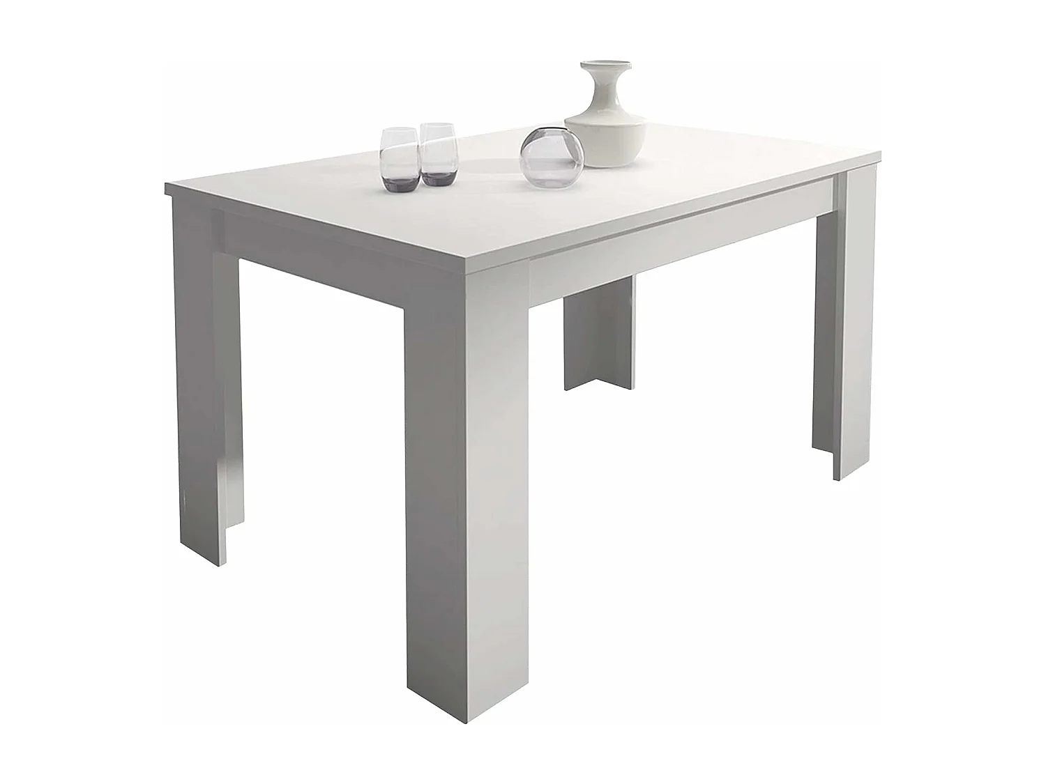 Mesa de Comedor Extensible, Mesa Salón, Robusta y Funcional, Madera, Color Blanco, 138-198 cm (Largo) x 88 cm (Ancho) x 76 cm (Alto) - Meyvaser