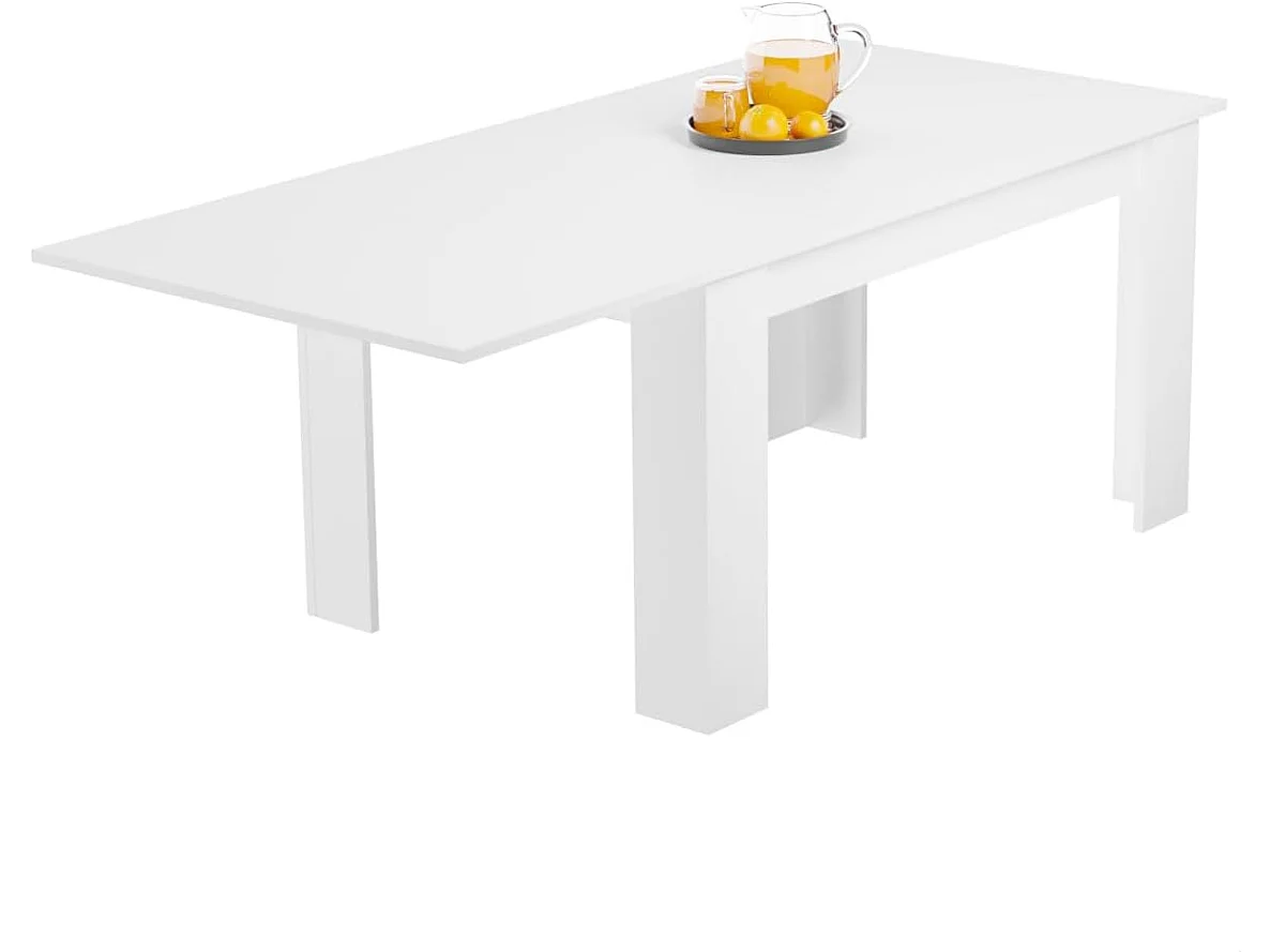 Mesa de Comedor Extensible, Mesa Salón, Robusta y Funcional, Madera, Color Blanco, 138-198 cm (Largo) x 88 cm (Ancho) x 76 cm (Alto) - Meyvaser