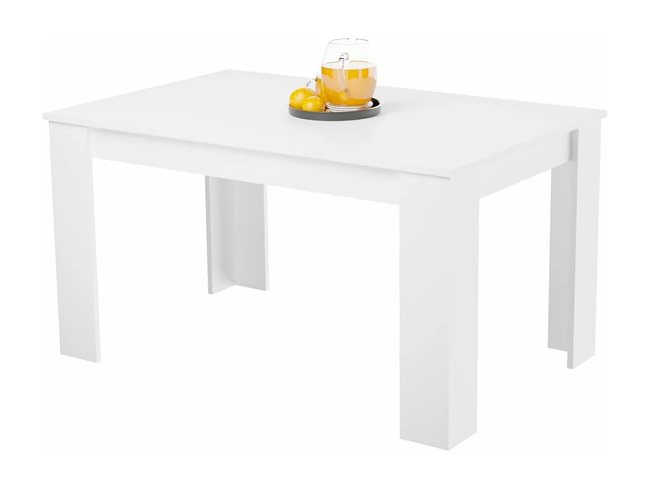 Mesa de Comedor Extensible, Mesa Salón, Robusta y Funcional, Madera, Color Blanco, 138-198 cm (Largo) x 88 cm (Ancho) x 76 cm (Alto) - Meyvaser