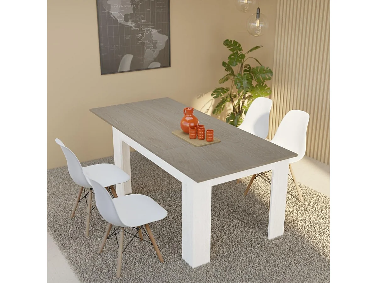 Mesa de Comedor Extensible, Mesa Salón, Robusta y Funcional, Madera, Color Andersen Pino Gris, 138-198 cm (Largo) x 88 cm (Ancho) x 76 cm (Alto)