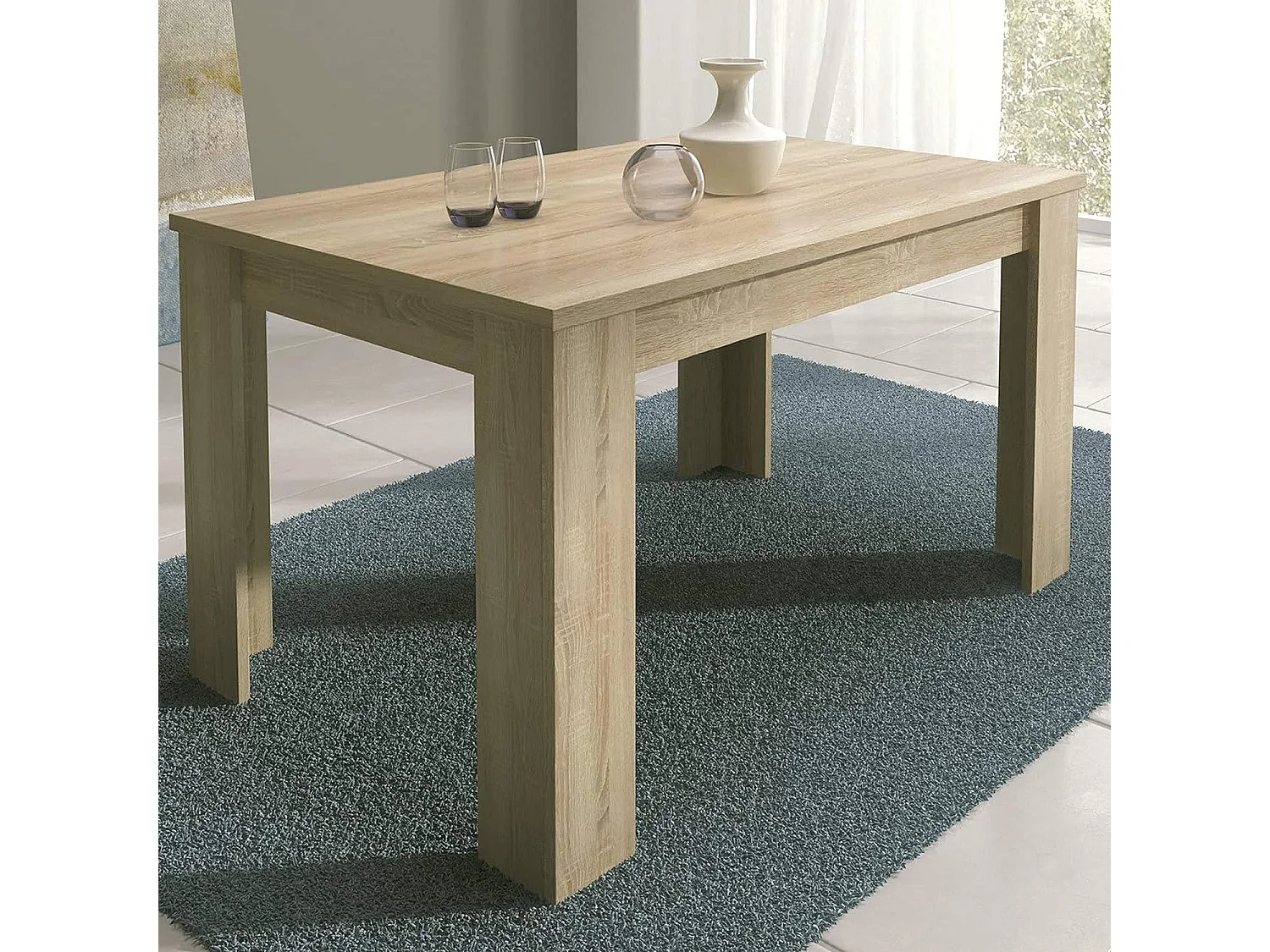 Mesa de Comedor Extensible, Mesa Salón, Robusta y Funcional, Madera, Cambria, 138-198 cm (Largo) x 88 cm (Ancho) x 76 cm (Alto) - Meyvaser