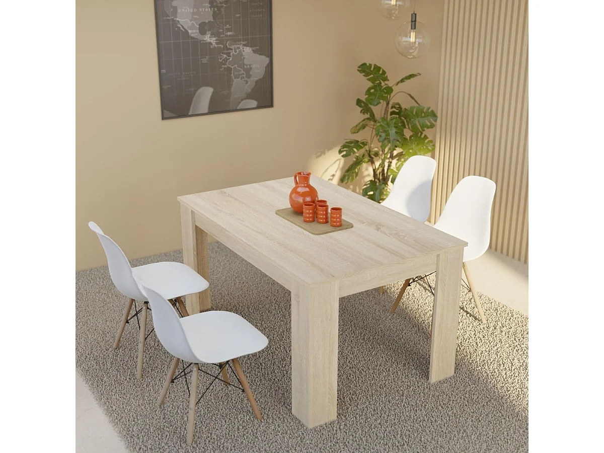 Mesa de Comedor Extensible, Mesa Salón, Robusta y Funcional, Madera, Cambria, 138-198 cm (Largo) x 88 cm (Ancho) x 76 cm (Alto) - Meyvaser