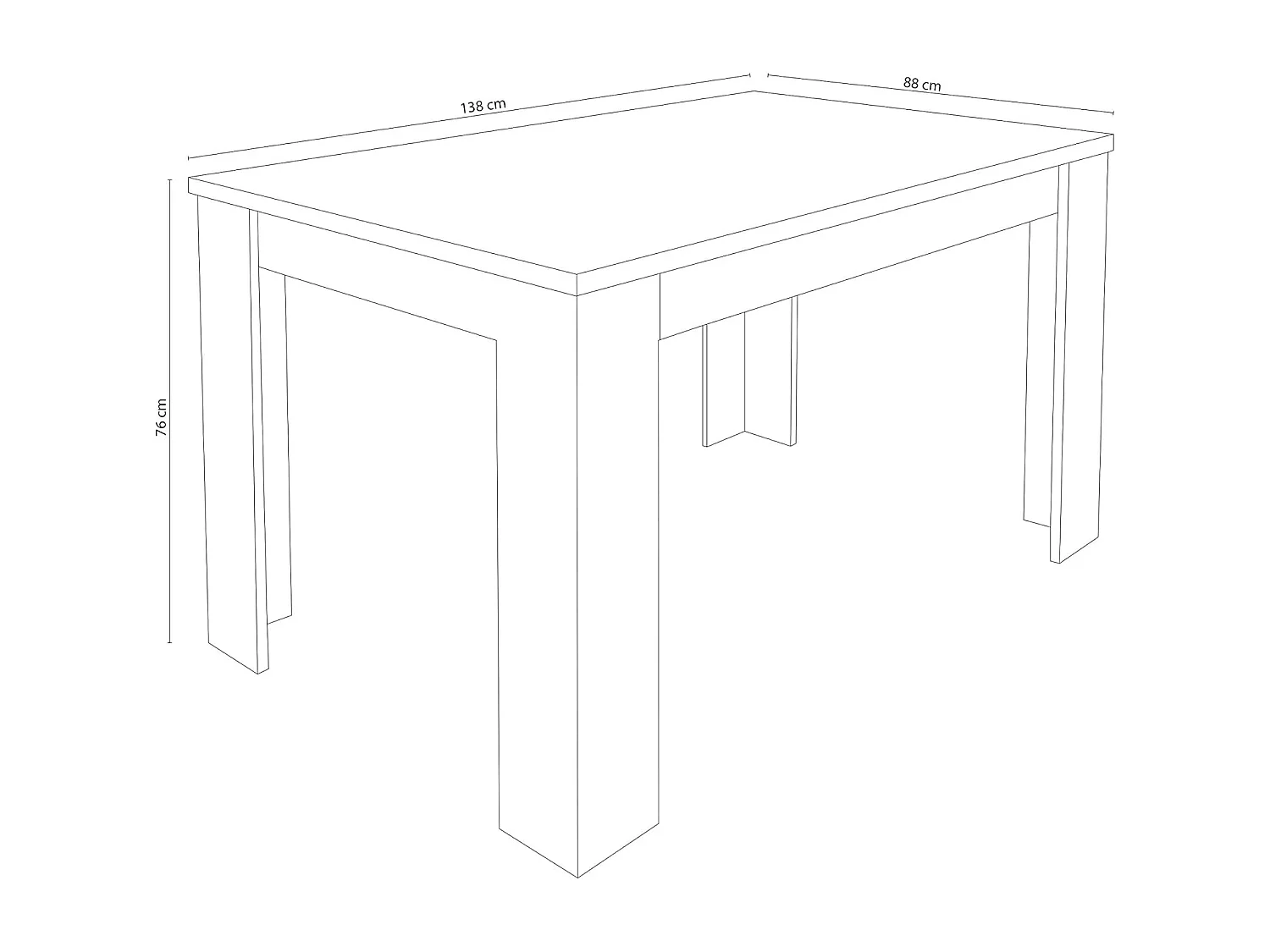Mesa de Comedor Extensible, Mesa Salón, Robusta y Funcional, Madera, Cambria, 138-198 cm (Largo) x 88 cm (Ancho) x 76 cm (Alto) - Meyvaser
