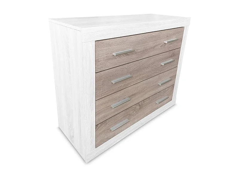 Meyvaser - Cómoda con 4 Cajones, Sinfonier, Práctica y Funcional,Colores Andersen y Pino Gris, Medidas: 60 cm (An) x 81.5 cm (Al) x 39.5 cm (Fon)