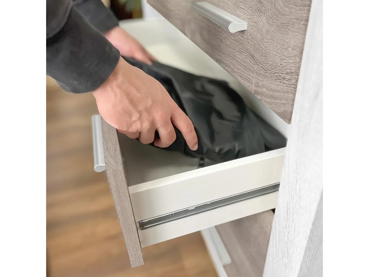 Meyvaser - Cómoda con 4 Cajones, Sinfonier, Práctica y Funcional,Colores Andersen y Pino Gris, Medidas: 60 cm (An) x 81.5 cm (Al) x 39.5 cm (Fon)